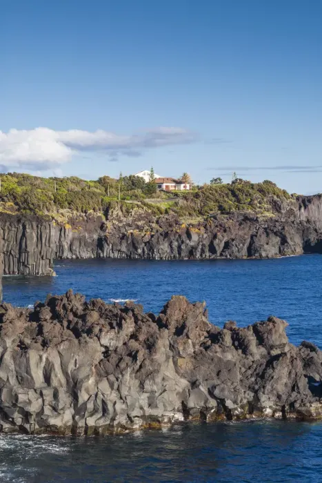 Framed Print : Portugal, Azores, Sao Jorge Island, Cais da Urzelina, volcanic rock coastline Framed Print : Portugal, Azores, Sao Jorge Island, Cais da Urzelina, volcanic rock coastline