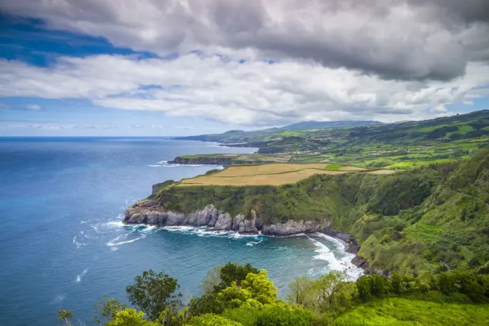 Framed Print : Portugal, Azores, Sao Miguel Island, Baia de Santa Iria, Miradouro de Santa Iria