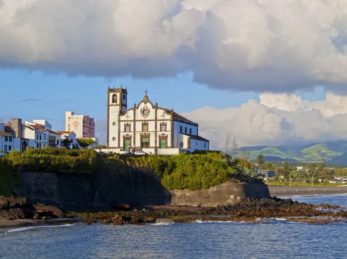 Framed Print : Portugal, Azores, Sao Miguel, municipality of Ponta Delgada, Sao Roque, a view towards Framed Print : Portugal, Azores, Sao Miguel, municipality of Ponta Delgada, Sao Roque, a view towards