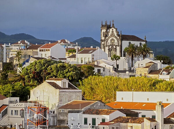 Portugal, Azores, Sao Miguel, Ponta Delgada, Chapel Of Mae De Deus and buildings of