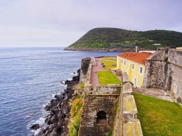 Framed Print : Portugal, Azores, Terceira, Angra do Heroismo, View of the Fort Sao Sebastiao Framed Print : Portugal, Azores, Terceira, Angra do Heroismo, View of the Fort Sao Sebastiao