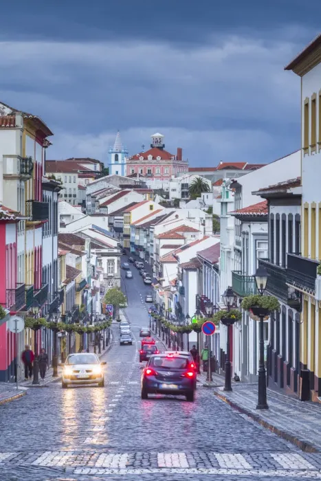 Framed Print : Portugal, Azores, Terceira Island, Angra do Heroismo, Rua da Se street Framed Print : Portugal, Azores, Terceira Island, Angra do Heroismo, Rua da Se street