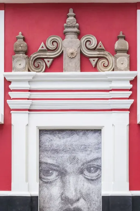 Framed Print : Portugal, Azores, Terceira Island, Angra do Heroismo, Praca Alfandega square, murals Framed Print : Portugal, Azores, Terceira Island, Angra do Heroismo, Praca Alfandega square, murals