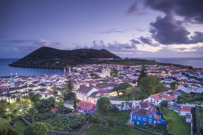 Framed Print : Portugal, Azores, Terceira Island, Angra do Heroismo from Alto da Memoria park
