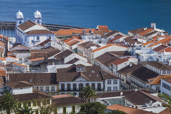 Portugal, Azores, Terceira Island, Angra do Heroismo with Igreja da Misericordia church