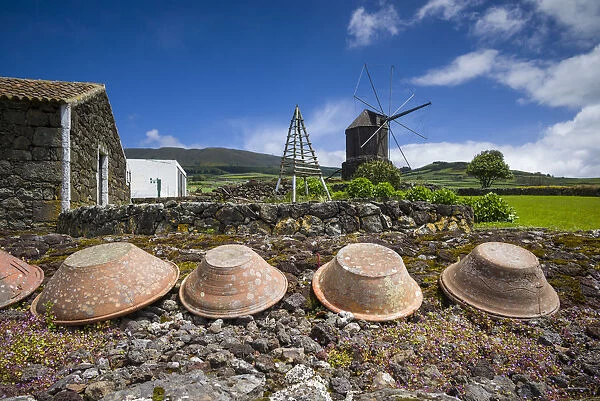 Portugal, Azores, Terceira Island, Doze Ribeiras, traditional Azorean windmill