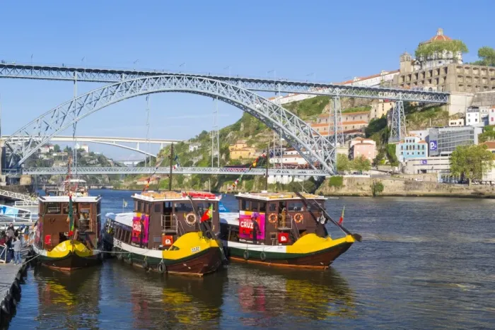 Framed Print : Portugal, Douro Litoral, Porto. Tourists boats on Douro River in the UNESCO listed Framed Print : Portugal, Douro Litoral, Porto. Tourists boats on Douro River in the UNESCO listed
