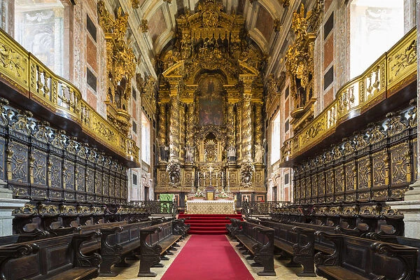 Portugal, Douro Litoral, Porto. The Romanesque Nave of Se Cathedral
