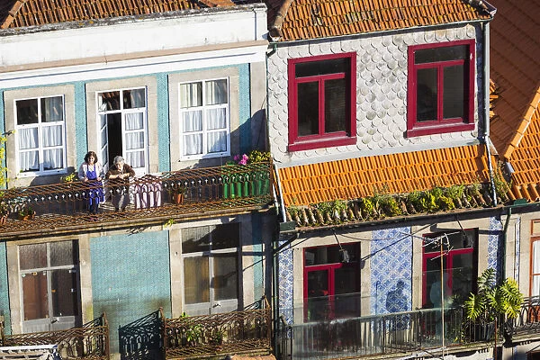 Portugal, Douro Litoral, Porto. Detail of traditional buildings in the UNESCO World