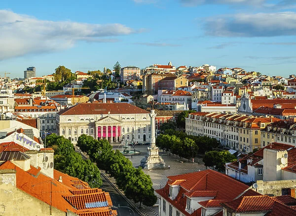 Portugal, Lisbon, Elevated view of the Pedro IV Square