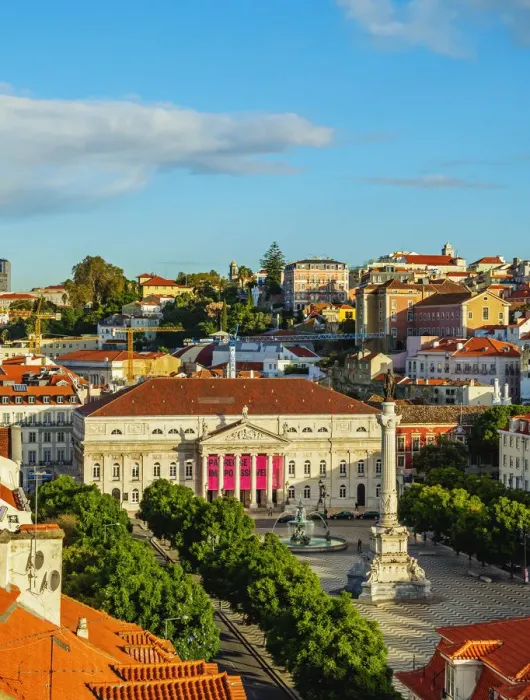 Framed Print : Portugal, Lisbon, Elevated view of the Pedro IV Square