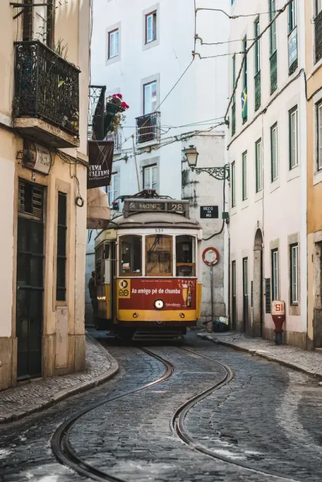 Framed Print : Portugal, Lisbon. The famous touristy line 28 of the Lisbon tramway in Alafama district Framed Print : Portugal, Lisbon. The famous touristy line 28 of the Lisbon tramway in Alafama district