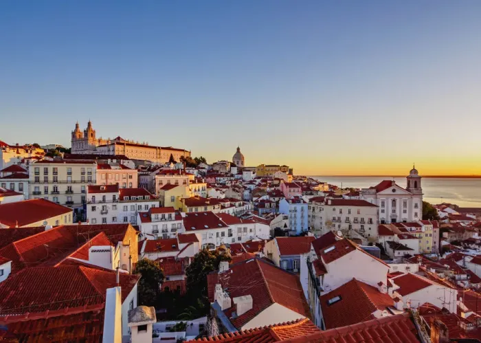 Framed Print : Portugal, Lisbon, Miradouro das Portas do Sol, View over Alfama Neighbourhood at sunrise Framed Print : Portugal, Lisbon, Miradouro das Portas do Sol, View over Alfama Neighbourhood at sunrise