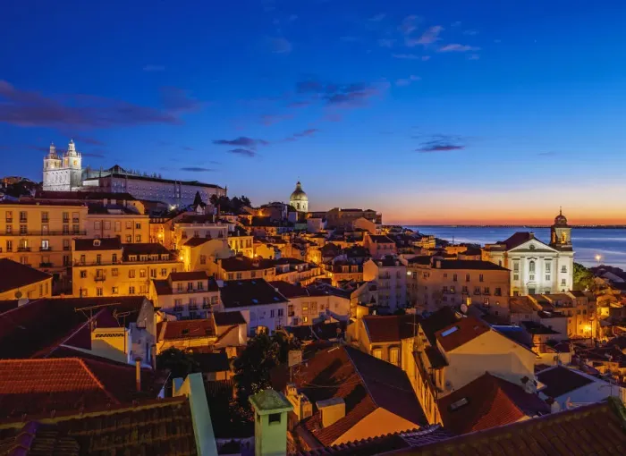 Framed Print : Portugal, Lisbon, Miradouro das Portas do Sol, View over Alfama Neighbourhood at sunrise Framed Print : Portugal, Lisbon, Miradouro das Portas do Sol, View over Alfama Neighbourhood at sunrise