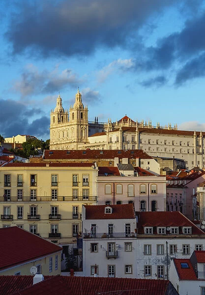 Portugal, Lisbon, Miradouro das Portas do Sol, View towards the Monastery of Sao Vicente