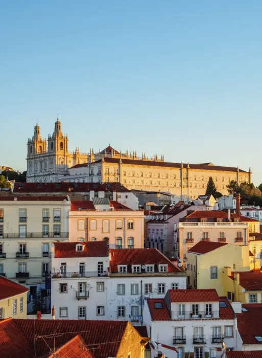 Framed Print : Portugal, Lisbon, Miradouro das Portas do Sol, View over Alfama Neighbourhood towards Framed Print : Portugal, Lisbon, Miradouro das Portas do Sol, View over Alfama Neighbourhood towards