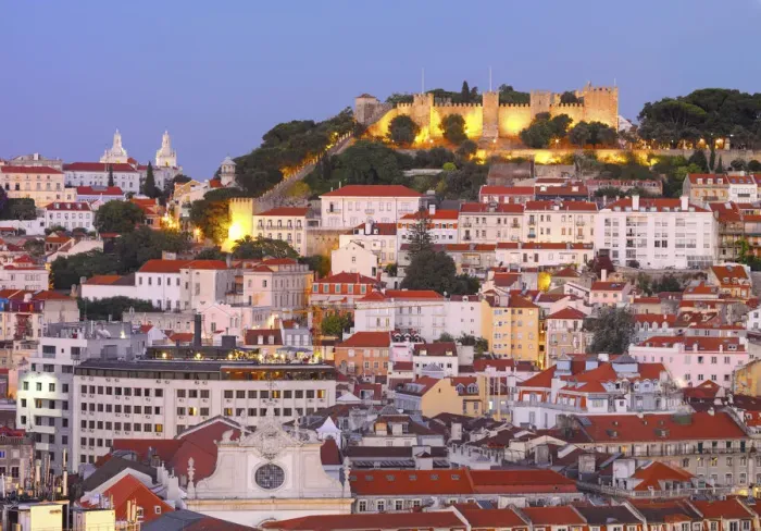 Framed Print : Portugal, Lisbon, Sao Jorge Castle at Dusk Framed Print : Portugal, Lisbon, Sao Jorge Castle at Dusk