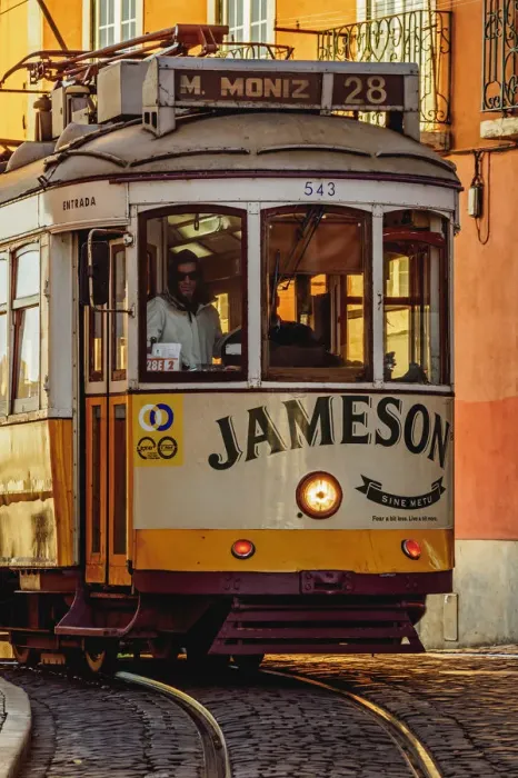Framed Print : Portugal, Lisbon, Tram number 28 in Alfama Framed Print : Portugal, Lisbon, Tram number 28 in Alfama