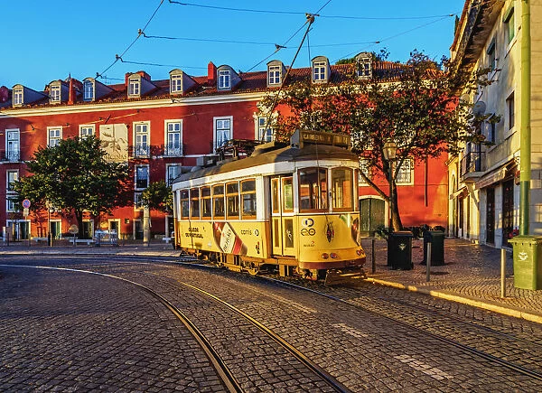 Portugal, Lisbon, Typical tram in Alfama
