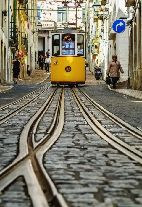 Framed Print : Portugal, Lisbon, View of the Bica Funicular Framed Print : Portugal, Lisbon, View of the Bica Funicular