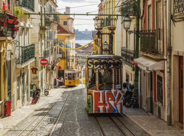 Framed Print : Portugal, Lisbon, View of the Bica Funicular Framed Print : Portugal, Lisbon, View of the Bica Funicular