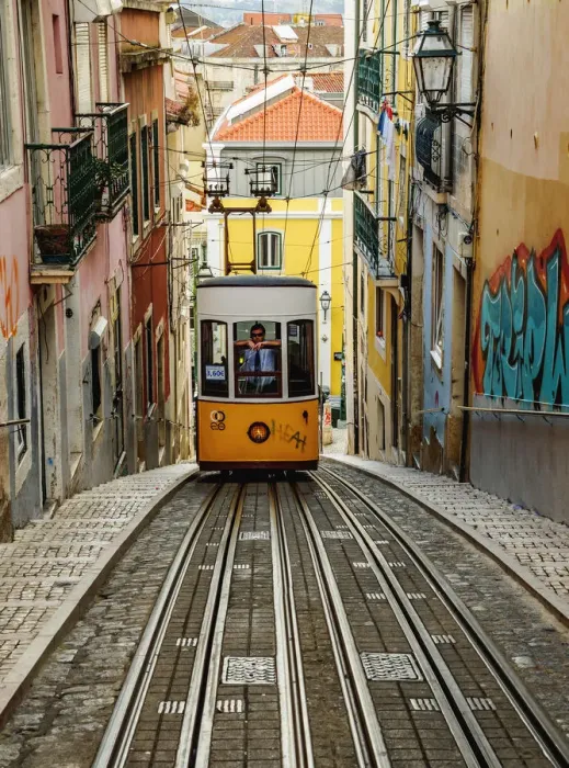 Framed Print : Portugal, Lisbon, View of the Bica Funicular Framed Print : Portugal, Lisbon, View of the Bica Funicular