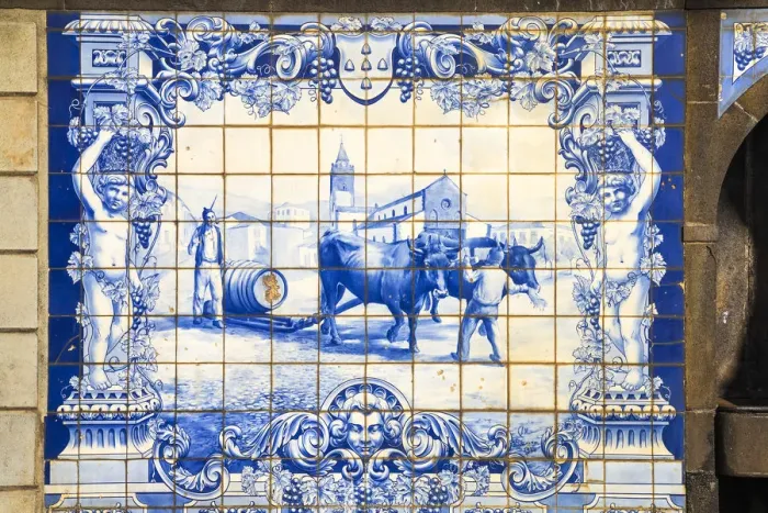 Framed Print : Portugal, Madeira, Funchal, 1867 fountain tiles Framed Print : Portugal, Madeira, Funchal, 1867 fountain tiles