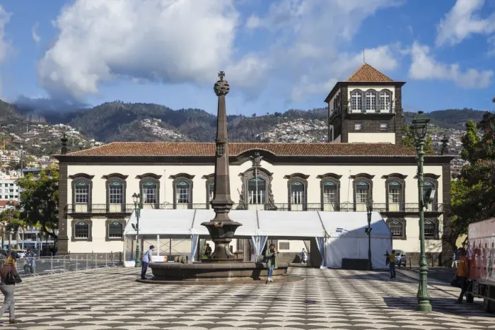 Framed Print : Portugal, Madeira, Funchal, Town Hall Square, City Hall