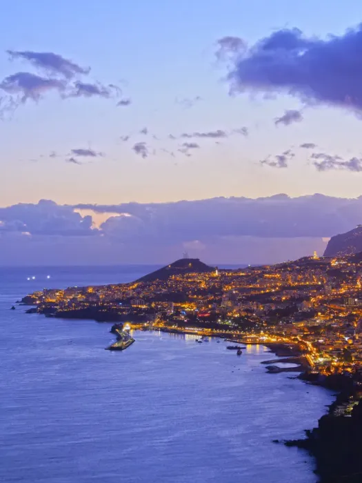 Framed Print : Portugal, Madeira, Funchal, Twilight view of Funchal Framed Print : Portugal, Madeira, Funchal, Twilight view of Funchal