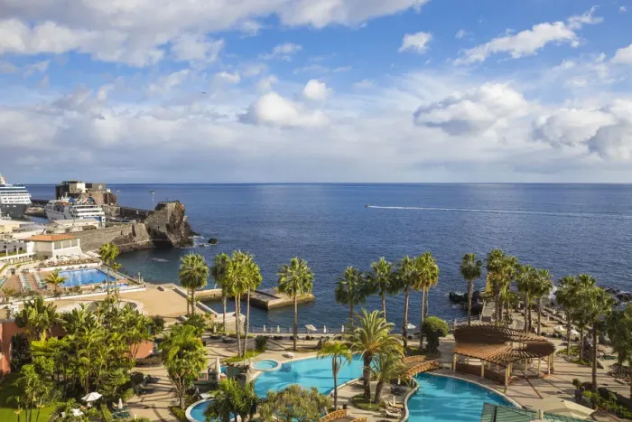 Framed Print : Portugal, Madeira, Funchal, View of Royal Savoy Hotel swimming pool Framed Print : Portugal, Madeira, Funchal, View of Royal Savoy Hotel swimming pool