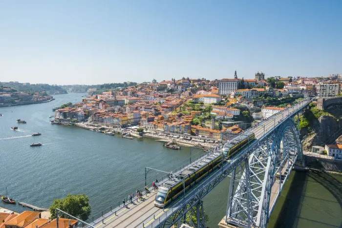 Framed Print : Portugal, Norte region, Porto (Oporto). Ribeira district (old town) and the Dom Luis Framed Print : Portugal, Norte region, Porto (Oporto). Ribeira district (old town) and the Dom Luis
