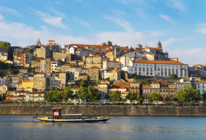 Framed Print : Portugal, Porto, Boat on river Douro Framed Print : Portugal, Porto, Boat on river Douro