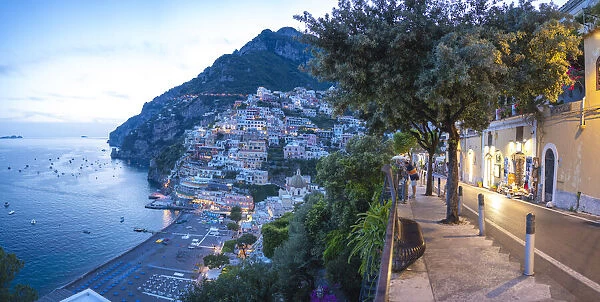 Positano, Amalfi Coast, Campania, Sorrento, Italy. Panoramic view of the town