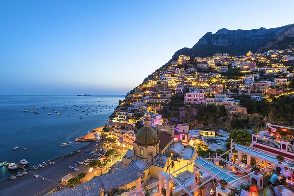 Positano, Amalfi coast, Salerno province, Campania, Italy View of the Positano village