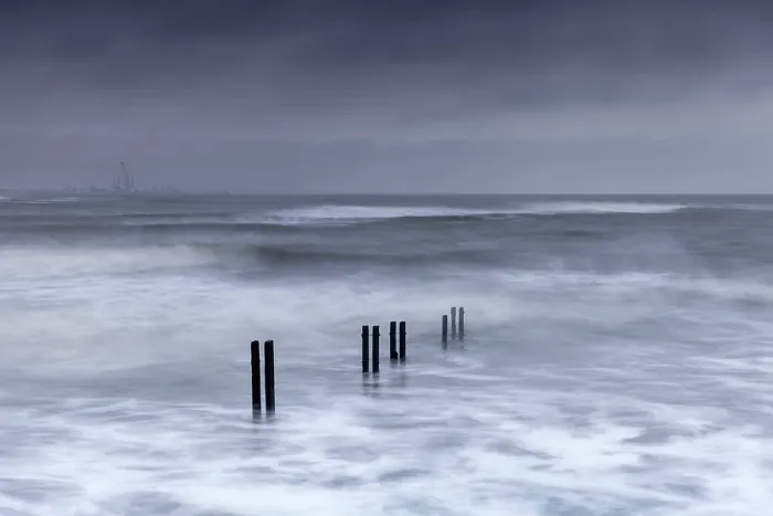Framed Print : Posts of an old pier in stormy seas, Whitley Bay, Tyne and Wear, England Framed Print : Posts of an old pier in stormy seas, Whitley Bay, Tyne and Wear, England