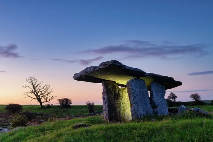 Framed Print : Poulnabrone Dolmen at Dawn, The Burren, County Clare, Ireland Framed Print : Poulnabrone Dolmen at Dawn, The Burren, County Clare, Ireland
