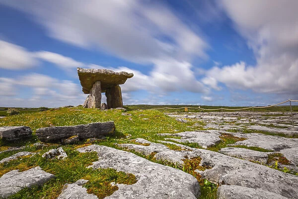 Poulnabrone Dolmen portal stone, Burren, Clare, Ireland, Northern Europe
