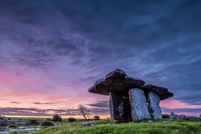 Framed Print : Poulnabrone Dolmen at Sunrise, The Burren, County Clare, Ireland Framed Print : Poulnabrone Dolmen at Sunrise, The Burren, County Clare, Ireland