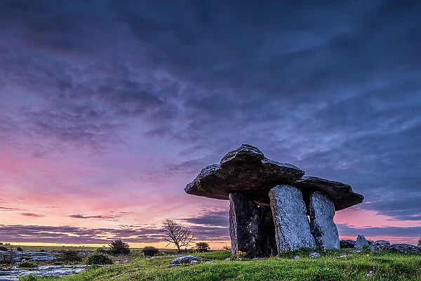 Poulnabrone Dolmen at Sunrise, The Burren, County Clare, Ireland