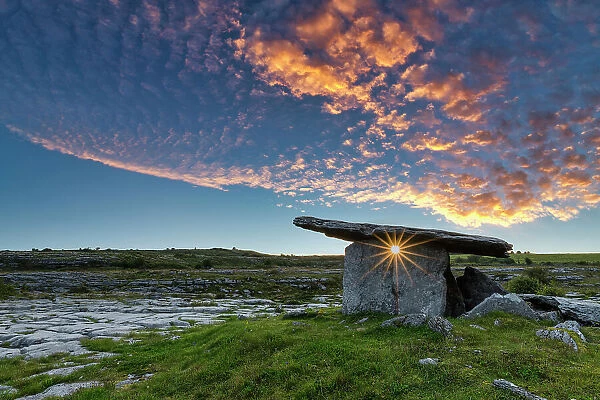 Poulnabrone Dolmen at Sunrise, The Burren, County Clare, Ireland