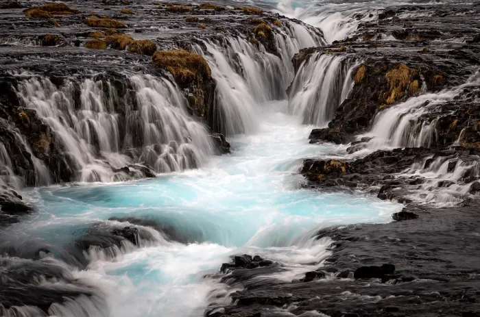Framed Print : The powder blue waters of Bruarfoss, Bruar River, Iceland