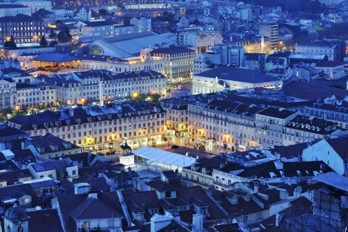 Framed Print : Praca da Figueira in the Baixa district, the historical center of Lisbon, at twilight Framed Print : Praca da Figueira in the Baixa district, the historical center of Lisbon, at twilight