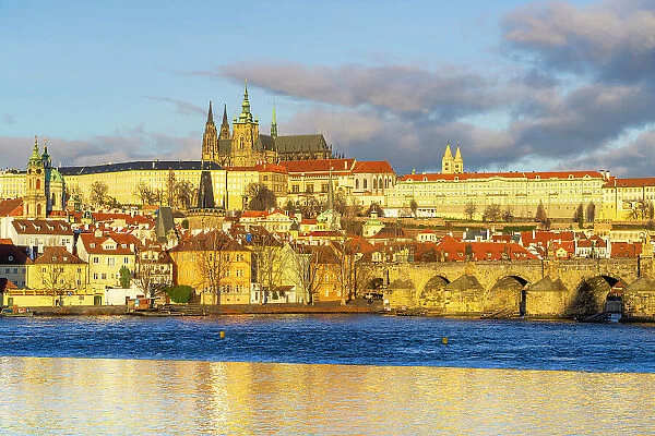 Prague Castle and Charles Bridge, Prague, Bohemia, Czech Republic