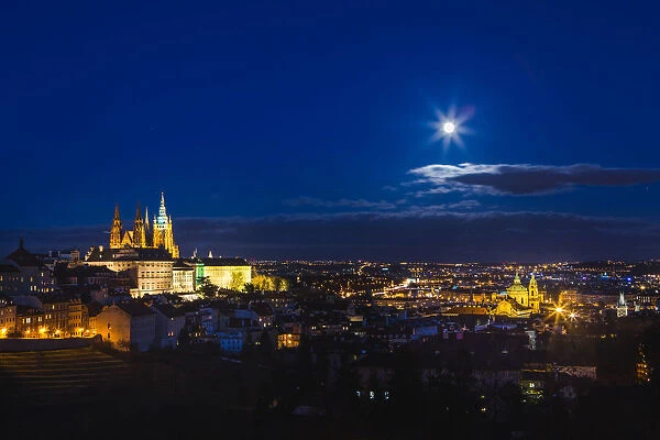 Prague Castle at night; Prague, Czech Republic