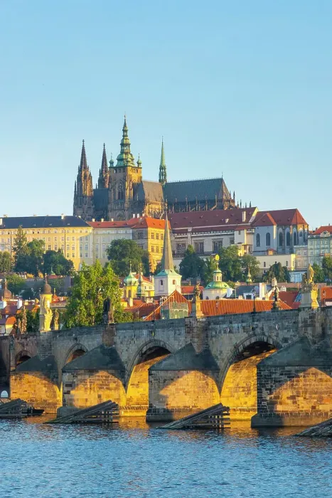 Framed Print : Prague Castle, St. Vitus Cathedral, Vltava river & Charles Bridge, Prague, Czech Republic Framed Print : Prague Castle, St. Vitus Cathedral, Vltava river & Charles Bridge, Prague, Czech Republic