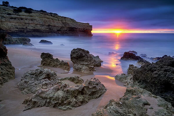 Praia da Albandeira at Sunrise, Algarve, Portugal