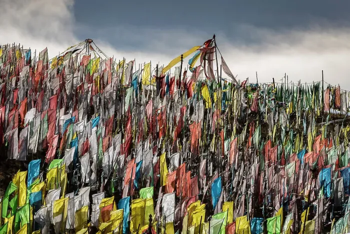 Framed Print : Prayer flags on hillside, Songpan, China Framed Print : Prayer flags on hillside, Songpan, China