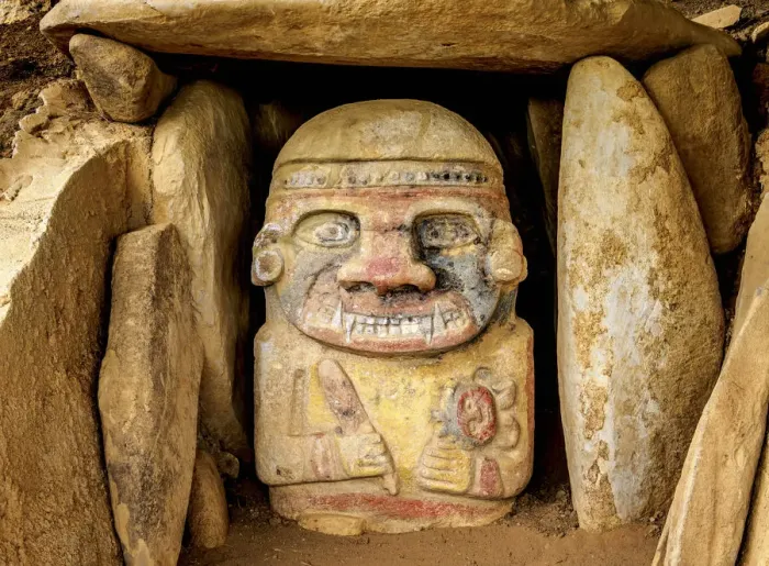 Framed Print : Pre-Columbian Sculpture, Alto el Purutal, San Agustin Archaeological Park, Huila Framed Print : Pre-Columbian Sculpture, Alto el Purutal, San Agustin Archaeological Park, Huila