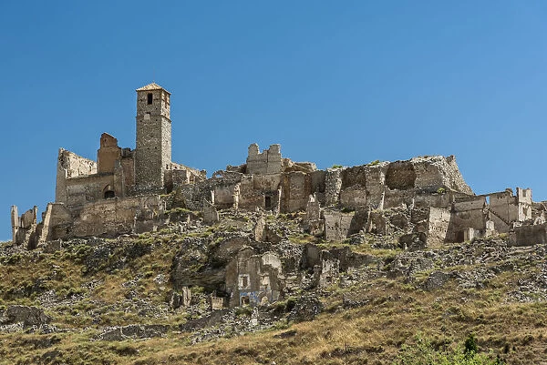 The preserved ruins of the abandoned old village as a result of the Spanish Civil War