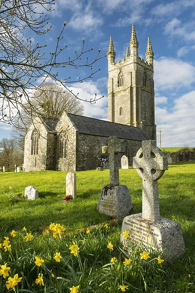 Pretty Church of All Saints in Dunterton, Devon, England. Spring (March) 2021
